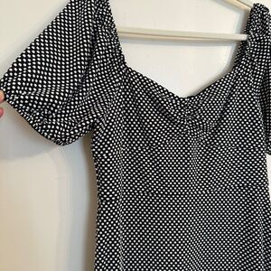 Betsy Johnson Puff Sleeve Polka Dot Body con Midi Dress